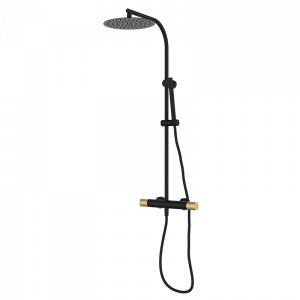 75425727 PREMIUM Черный душ термостатический с колонкой Черное Матовое Золото GRB MIXERS