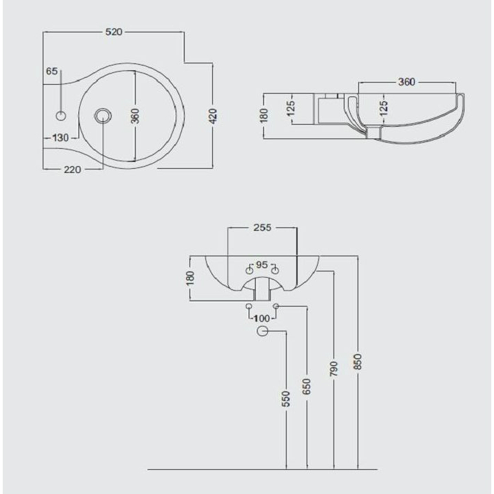 19005 Подвесная раковина настенная овальная Ceramica Hidra  - Вид №1