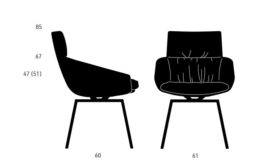 Мягкий стул с крестообразной рамой и низкими подлокотниками KFF Faye Casual ARCH-00100054 - Вид №6