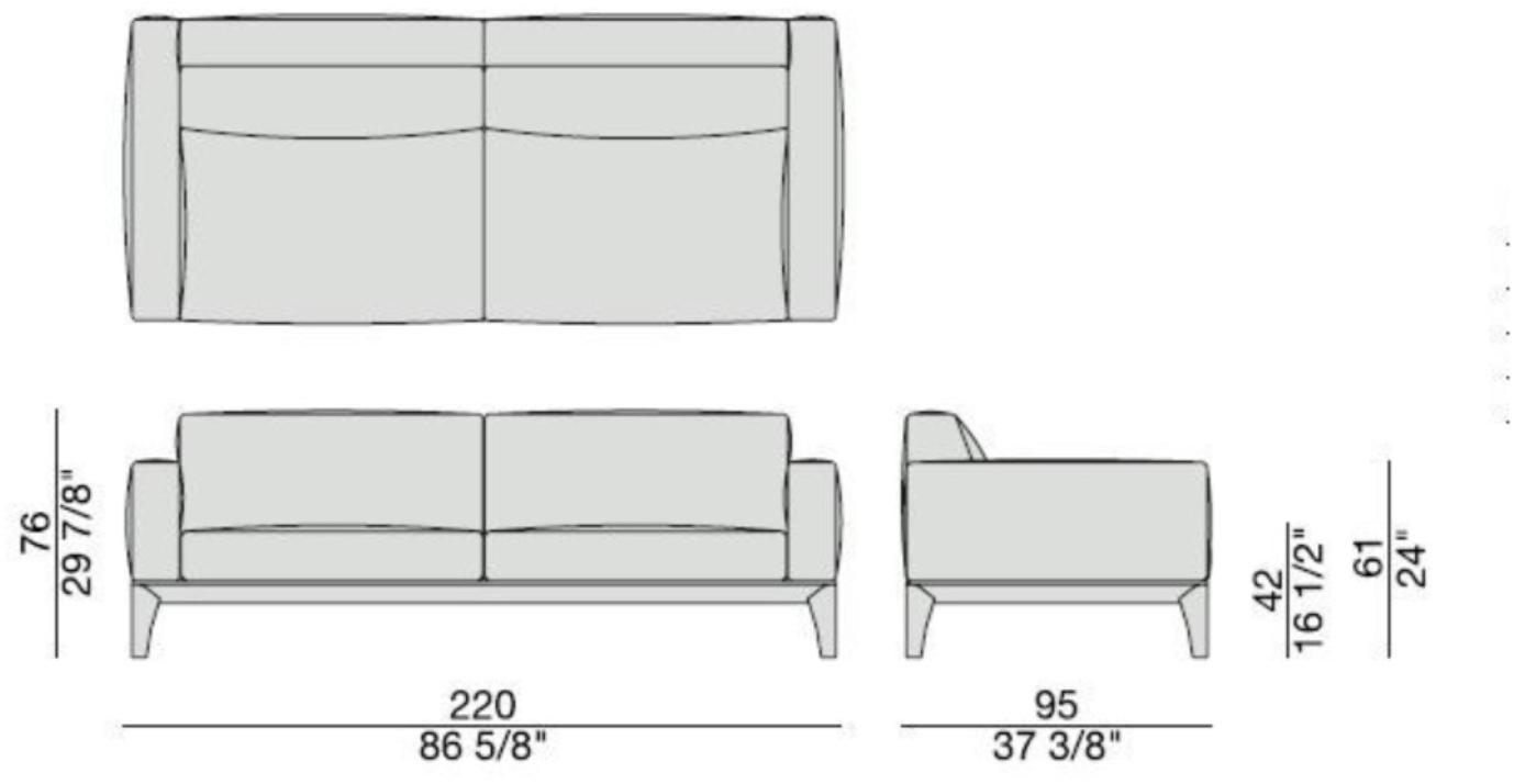 Porada 2-х местный кожаный диван Iron sun-id-1445487 - Вид №3