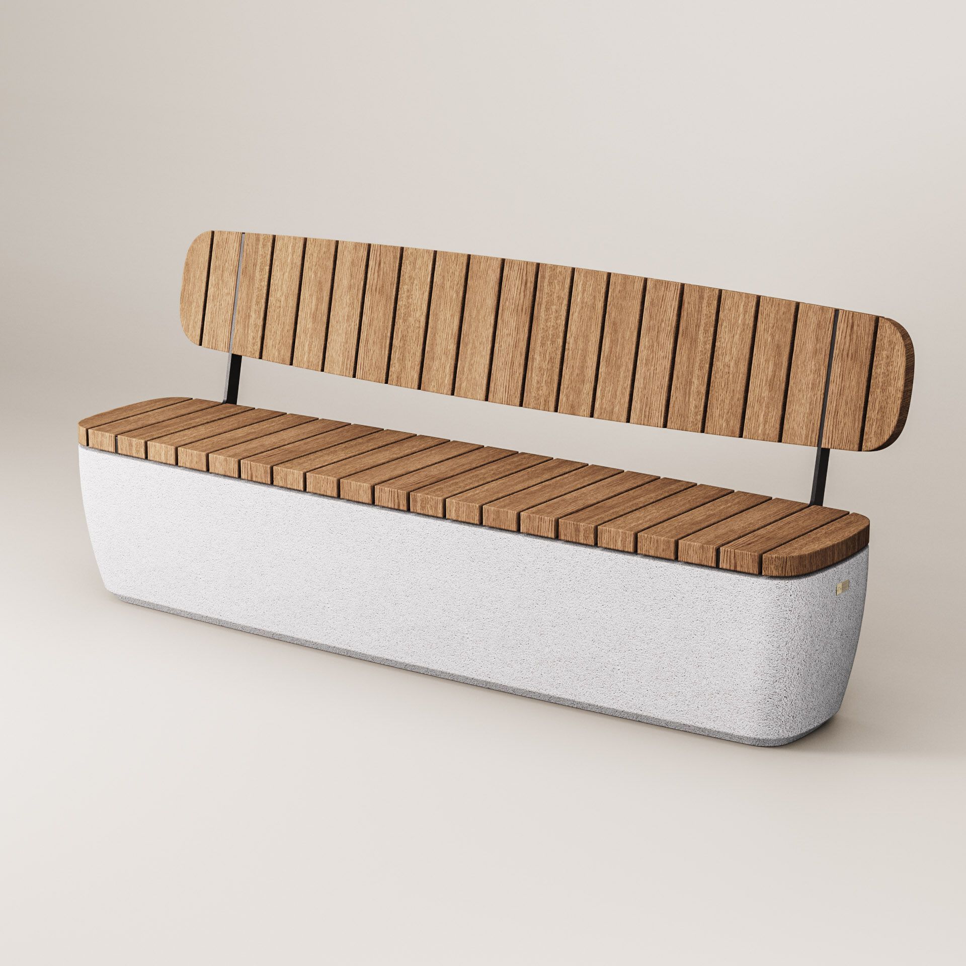 Бетонная и деревянная скамья со спинкой Kremen ARCH-00147114 - Вид №11