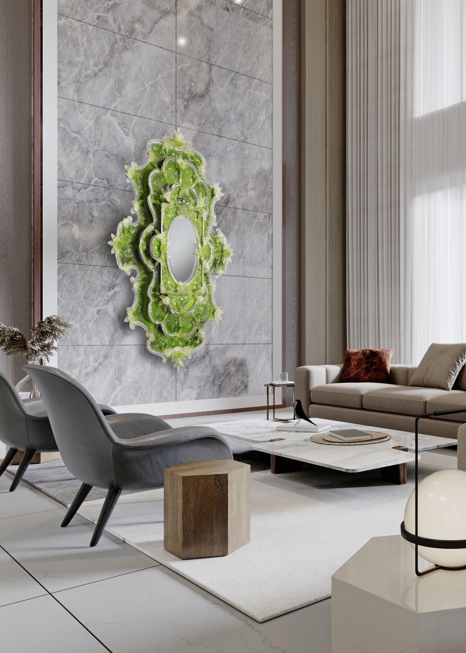 Настенное зеркало со стеклянной рамкой ARTE VENEZIANA FROG PRINCE ARCH-00023309 - Вид №3