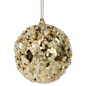 Елочный шар KREAFORTA золотой с блестками 8 см 89420648