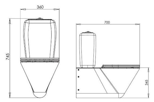 46258 Компакт унитаз с бачком Хромированный PURUS Steel Германия - Вид №1