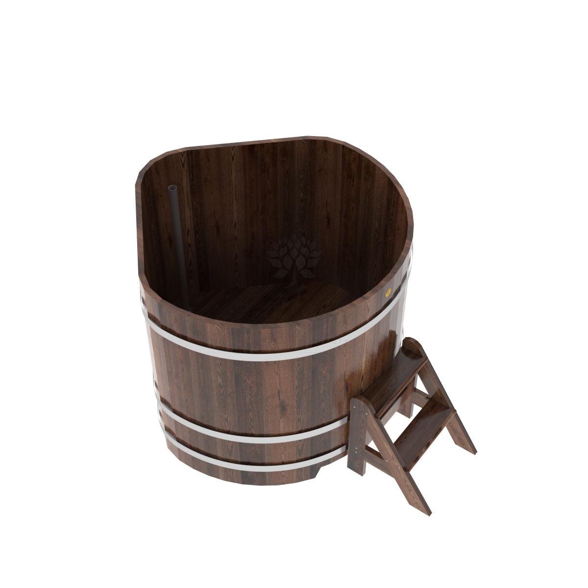 1233 Купель угловая из лиственницы 1,19х1,19х1,1 морёная премиум Alyarus  - Вид №1