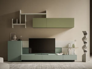 Деревянная секционная стена с боковыми модулями