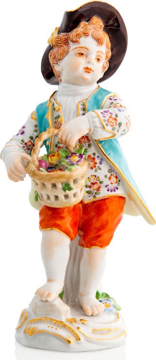 10527167 Meissen Фигурка 14,5см "Мальчик с корзинкой" (И.-И.Кэндлер,1740г.) (пара к 60317) Фарфор 