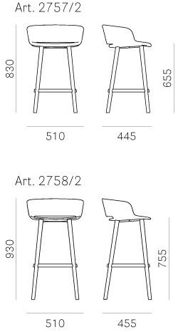 Pedrali Табурет высокий, обитый тканью, со спинкой Babila 2758/2 - Вид №4