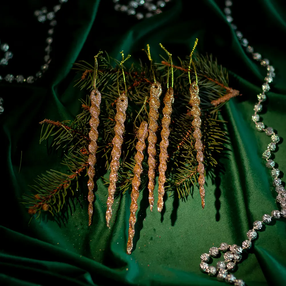 89377722 Новогоднее украшение Сосульки 391 шампань 6 шт. STLM-1416873 Santreyd 