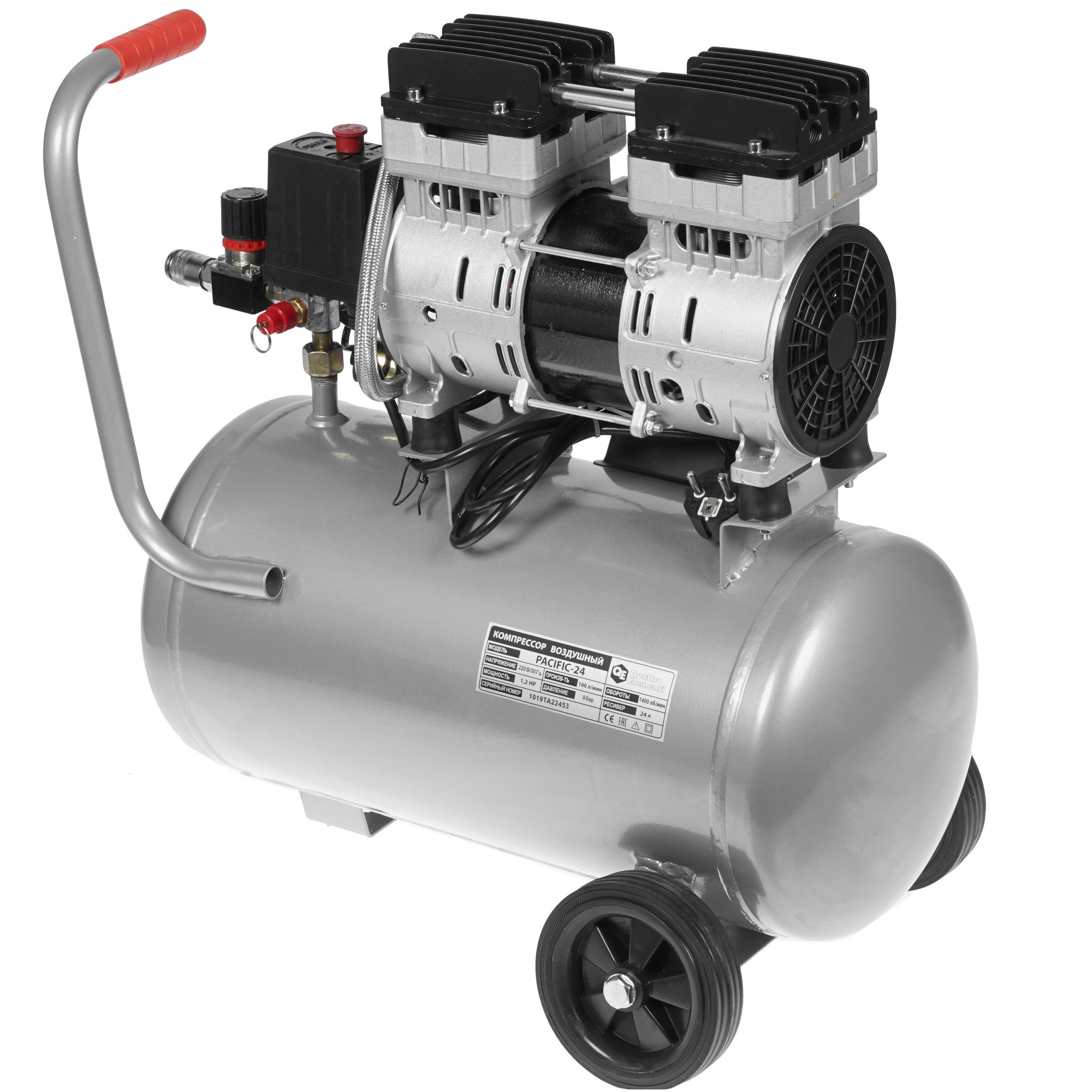 Компрессор поршневой безмасляный Quattro Elementi PACIFIC-24 911-475 1281447 STDN-0087340 - Вид №1