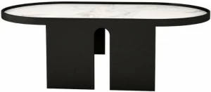 ANA ROQUE INTERIORS Низкий овальный журнальный столик с деревянной конструкцией и мраморной столешницей Urban