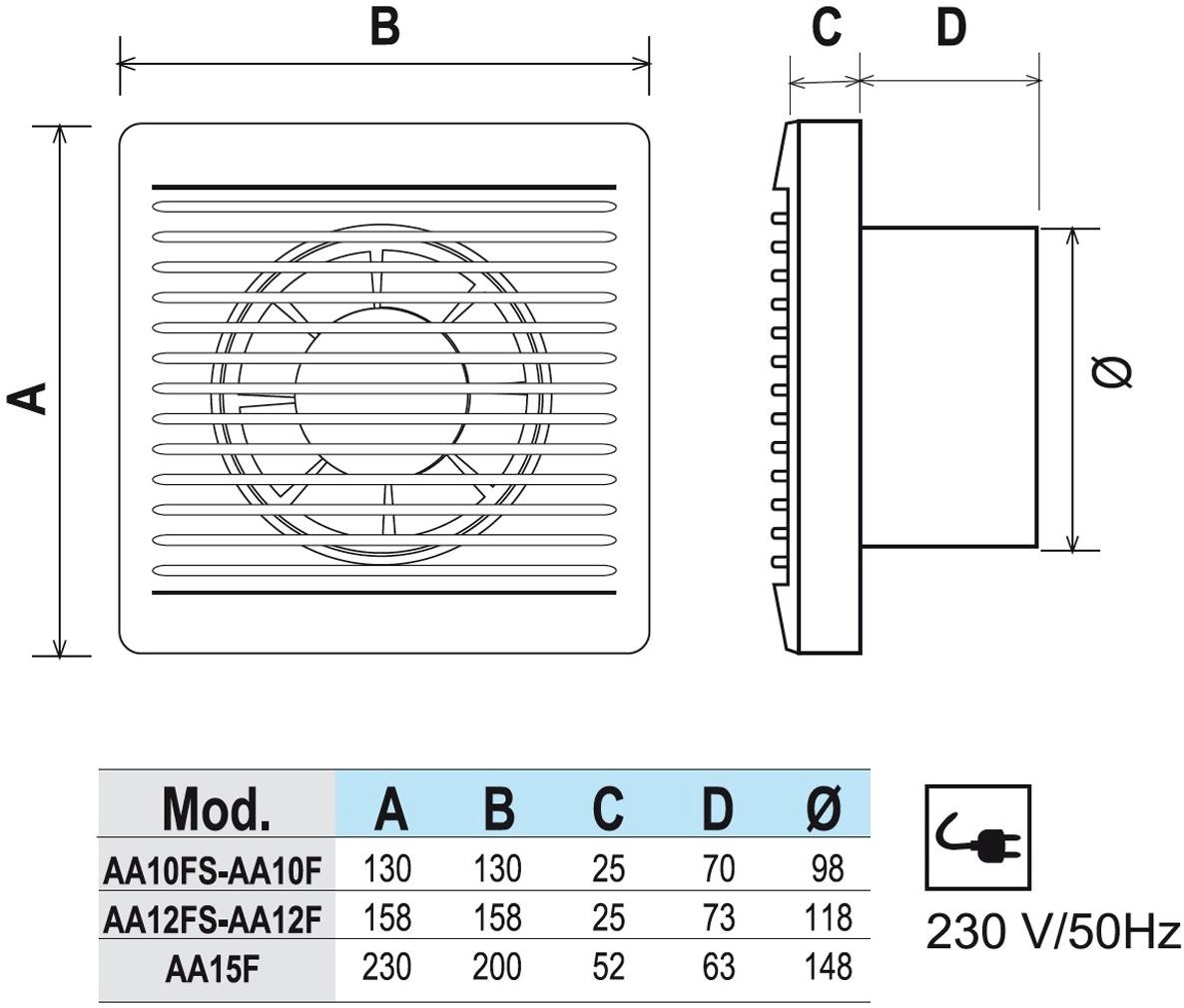 First Corporation Настенный осевой вентилятор с тягловым выключателем La ventilazione Aa12fs - Вид №3