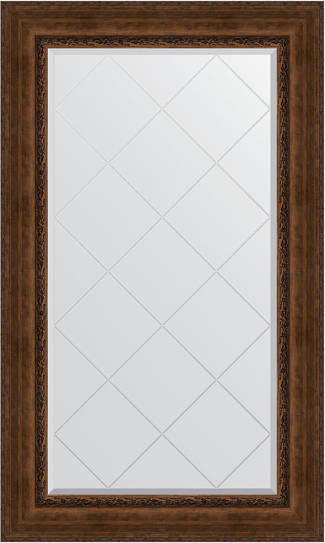 BY 4257 Зеркало с гравировкой в багетной раме - состаренная бронза с орнаментом 120 mm EVOFORM Exclusive-G