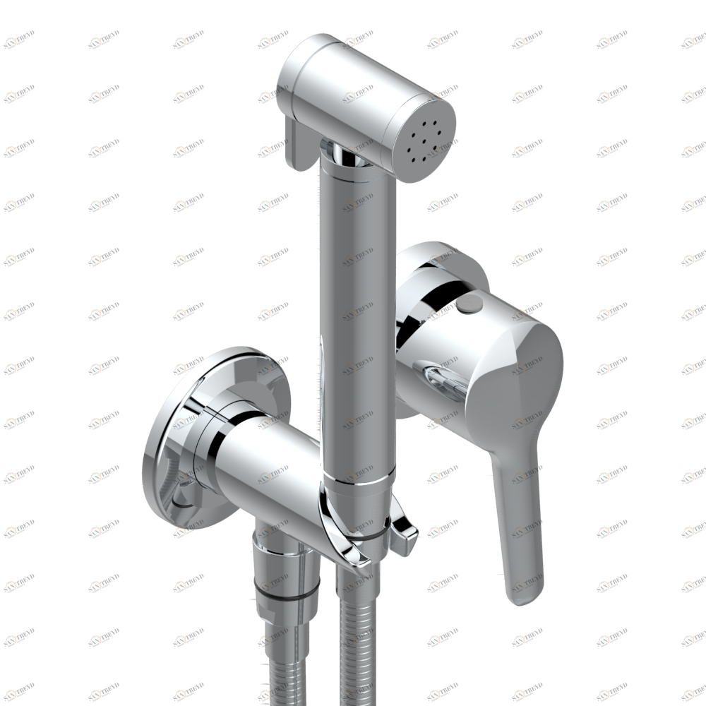 G9A-5840/MBG Комплект для душа, включающий смеситель, армированный шланг 1 м 25 см, ручной душ с курковым распылителем, выход из стены и предохранительный запорный клапан Thg-paris System métal lisse Хром G9A 5840/MBG A02 CAT.A