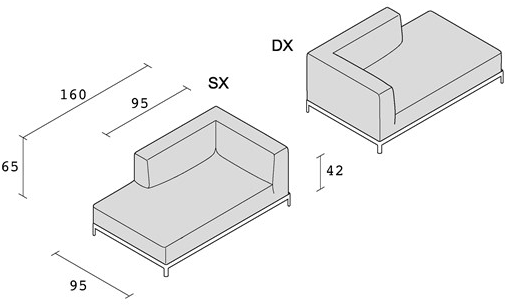 Alias Мягкая кушетка из ткани Aluzen soft P39 / p53 - Вид №3