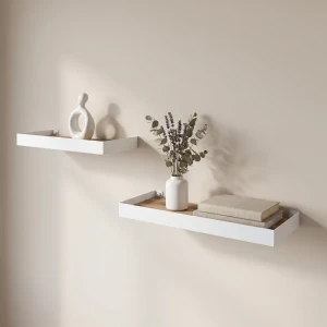 Настенная полка 32x11/40x15 см металл цвет белый