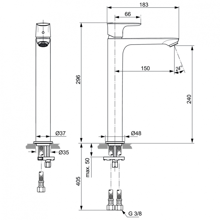 A7027GN Смеситель для раковины Vessel Ideal Standard CONNECT AIR - Вид №3