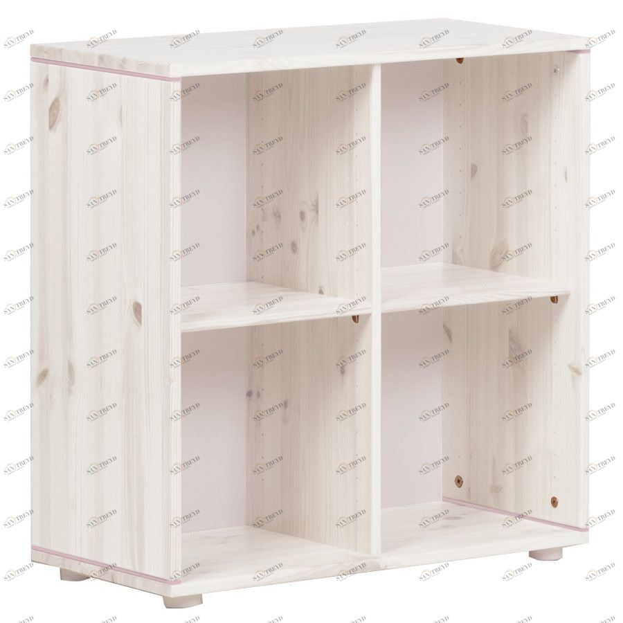 Стеллаж Flexa Classic storage с 4 полками, белый искусственно состаренный/розовый 812420166