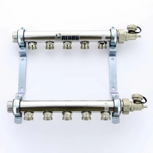 Коллекторная группа из нержавеющей стали с воздухоотводчиком REHAU 1"х3/4" 5 вых HLV