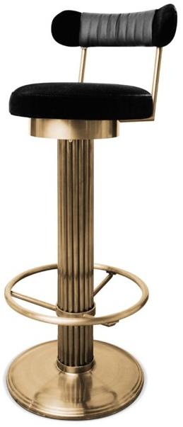 Porustudio Высокий табурет, обитый бархатом, с подставкой для ног sun-id-1448293 - Вид №1