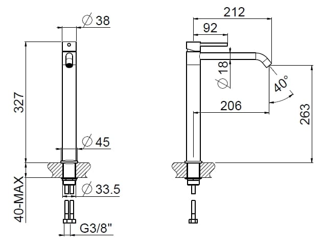 Смеситель для раковины из нержавеющей стали с одним отверстием CARIMALI Navis ARCH-00026618