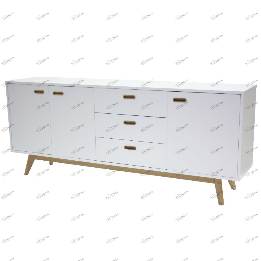 Сервант Tenzo Bess, 82х200х43 см, дуб, белый 2176001