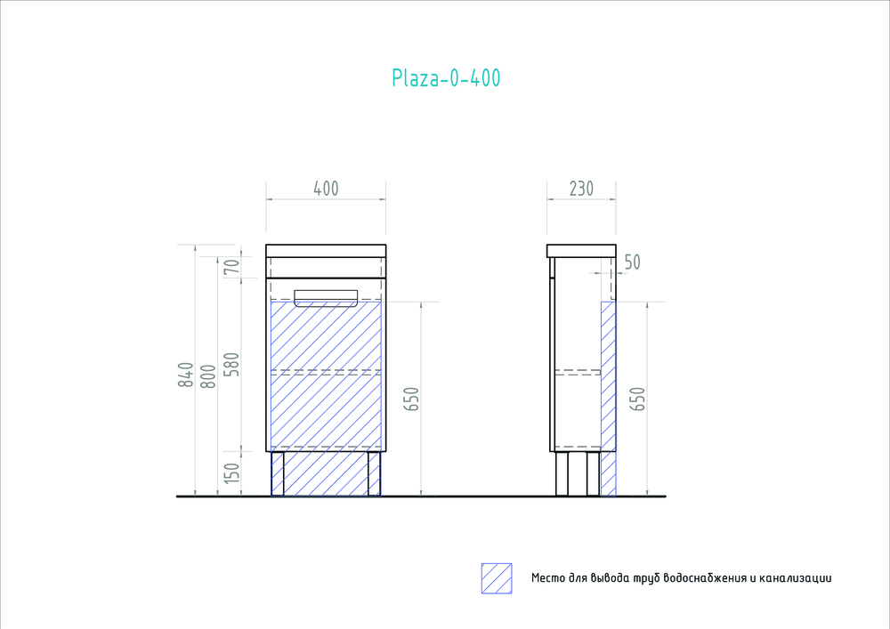 Тумба Plaza 400 (Plaza)410⨉230⨉820 мм белый Santreyd sun-id-664565 - Вид №3