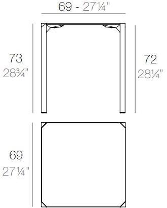 VONDOM Квадратный садовый стол из полиамида Quartz sun-id-1500400 - Вид №5