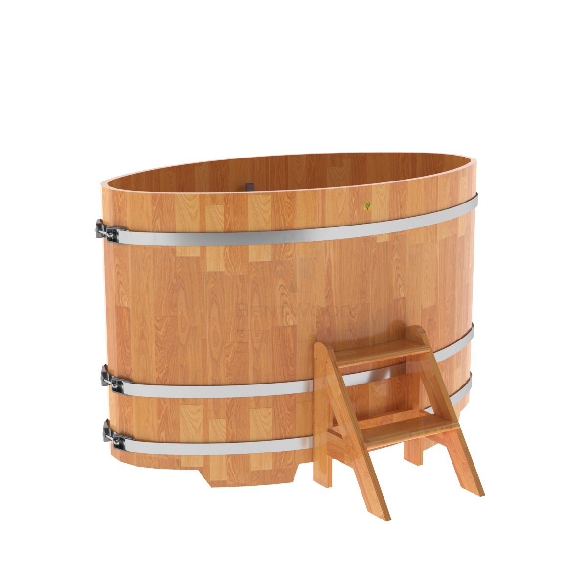 1512 Купель овальная из сращенных ламелей лиственницы 0,92х1,66х1,1 натуральная Alyarus 