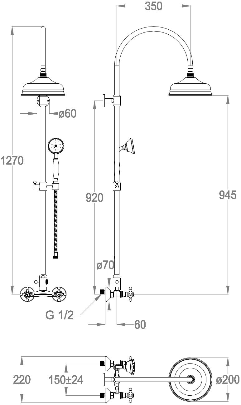 Fir Italia Настенная душевая стойка с душевой лейкой Colonne doccia 2062241 - Вид №1