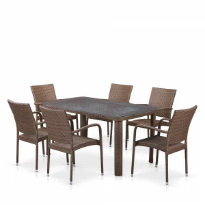 Обеденная группа плетеная коричневая на 6 персон Titre AFINA  241097 Коричневый