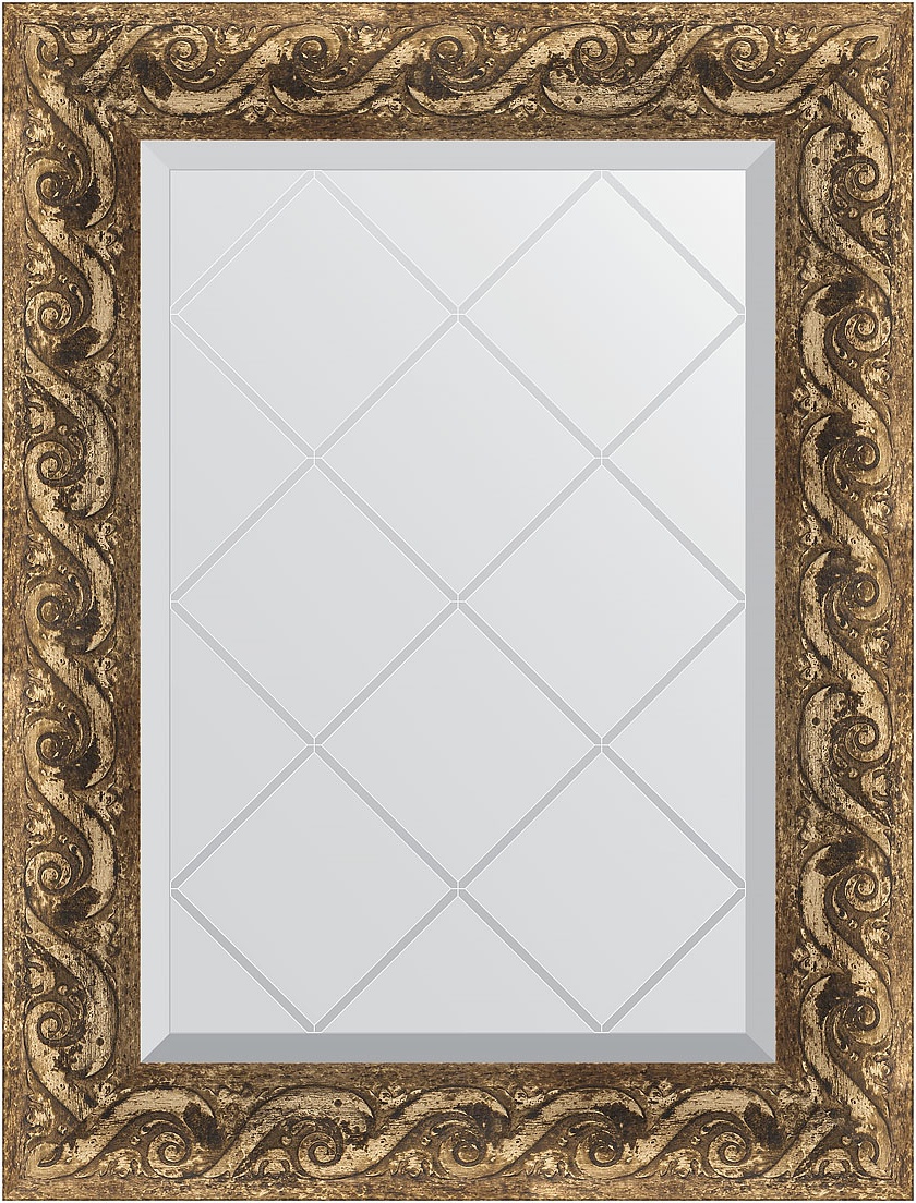 BY 4012 Зеркало с гравировкой в багетной раме - фреска 84 mm EVOFORM Exclusive-G