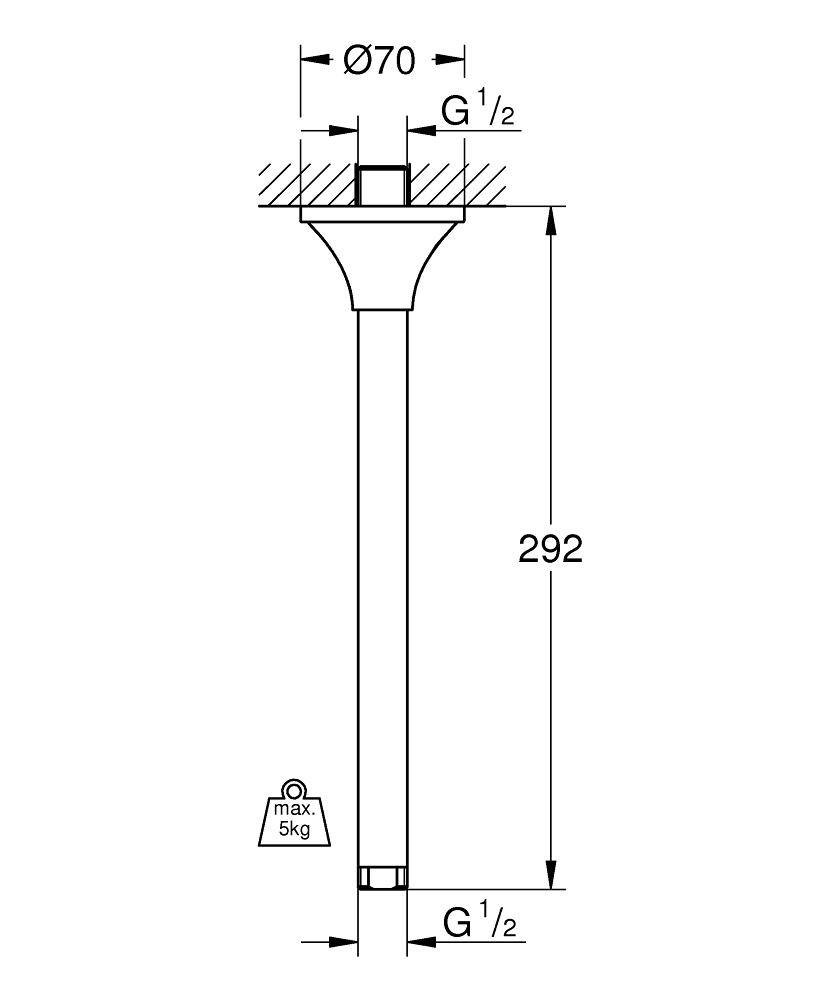 27982000 Душевой кронштейн потолочный Grohe Grandera хром - Вид №1