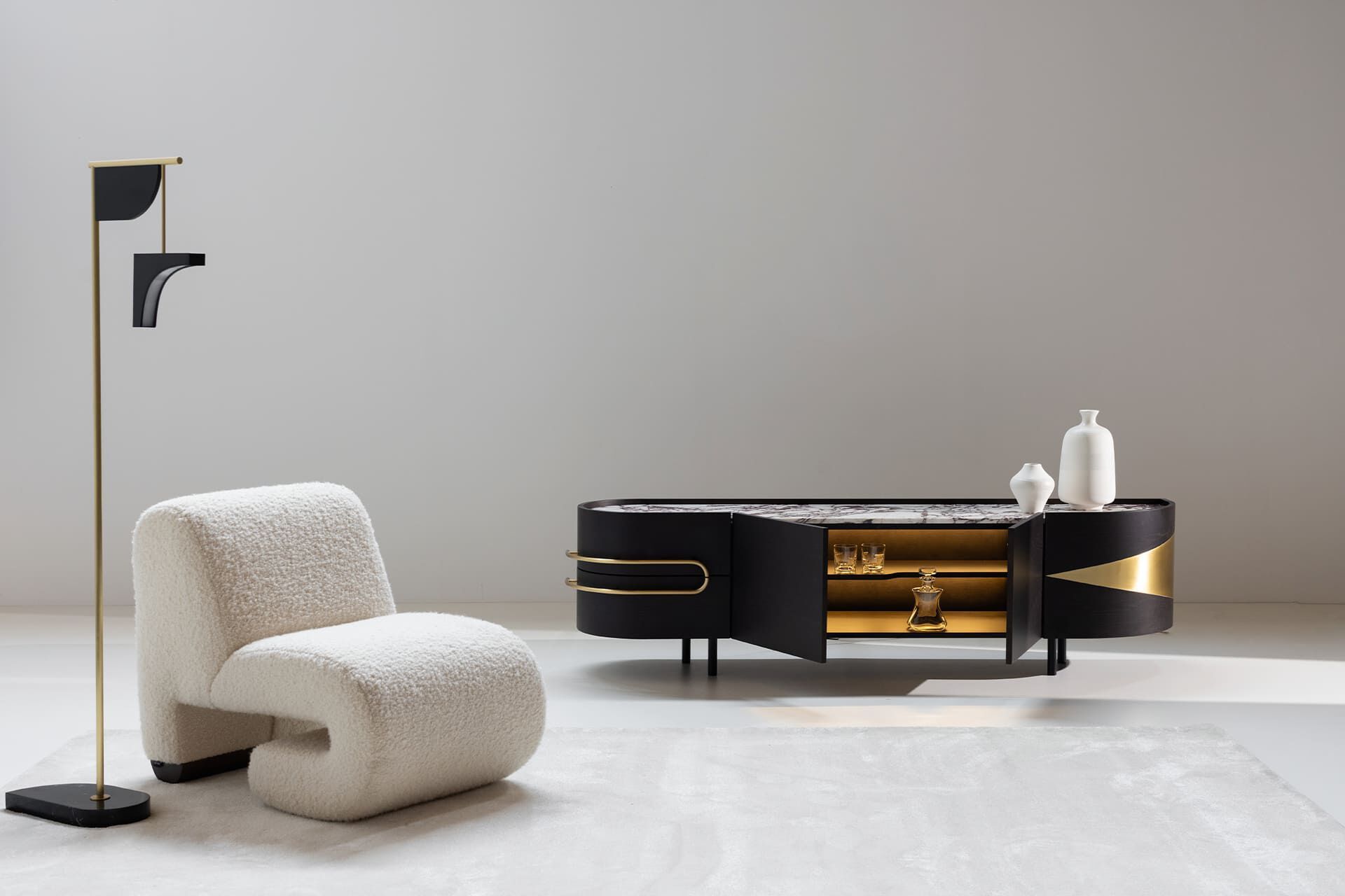 Мраморный шкаф Calacatta со встроенным освещением Greenapple Olival ARCH-00011359 - Вид №3