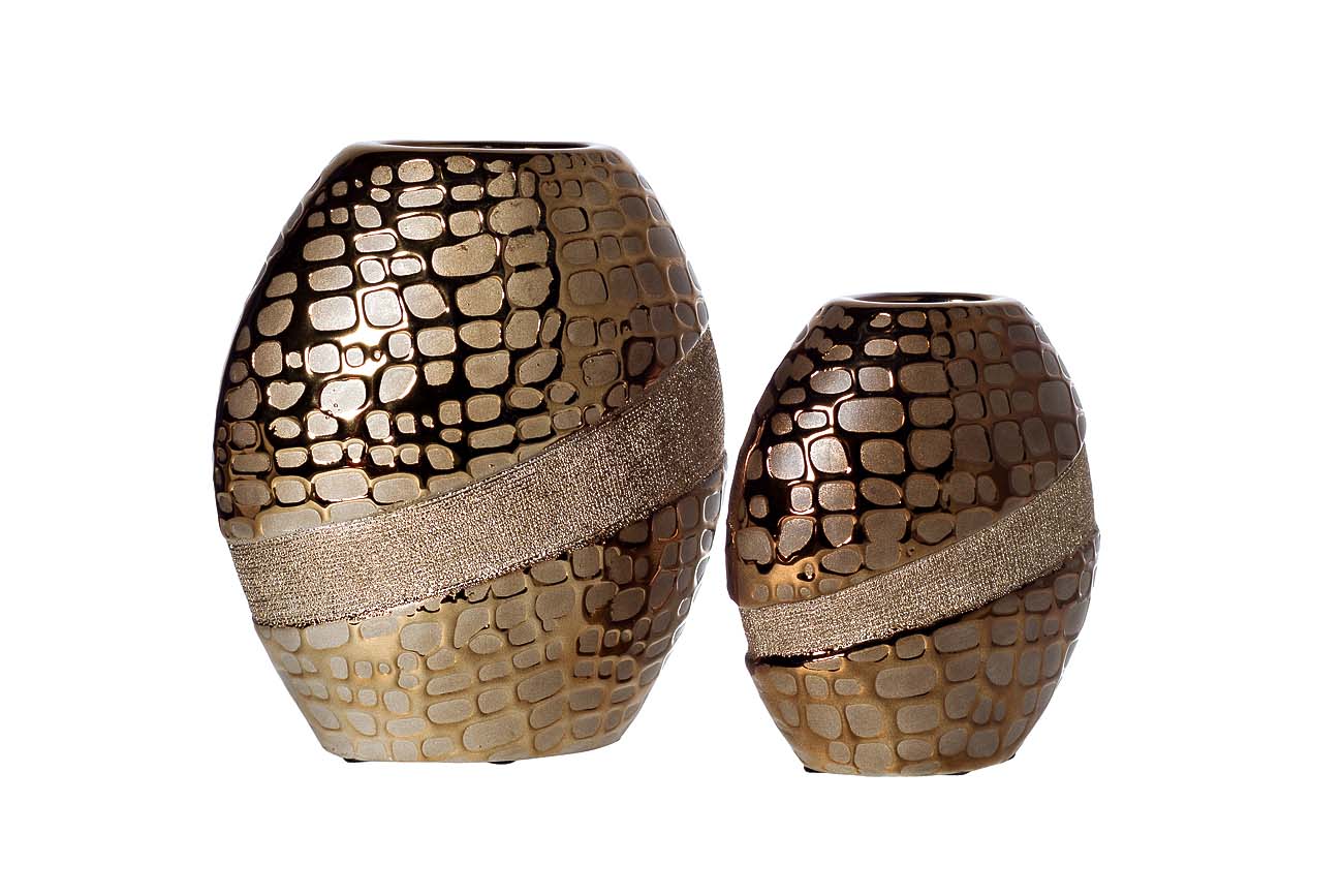 Ваза керамическая золотая 19x9.5x20.5 GARDA DECOR - 048566 Золото;коричневый  - Вид №1