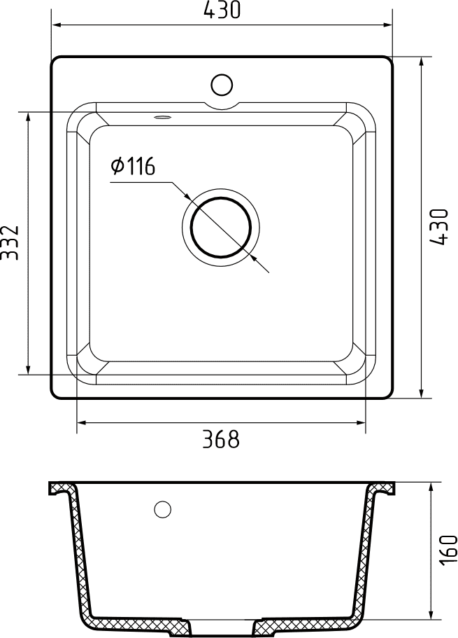 Кухонная мойка 430 GRANFEST SMART - Вид №2