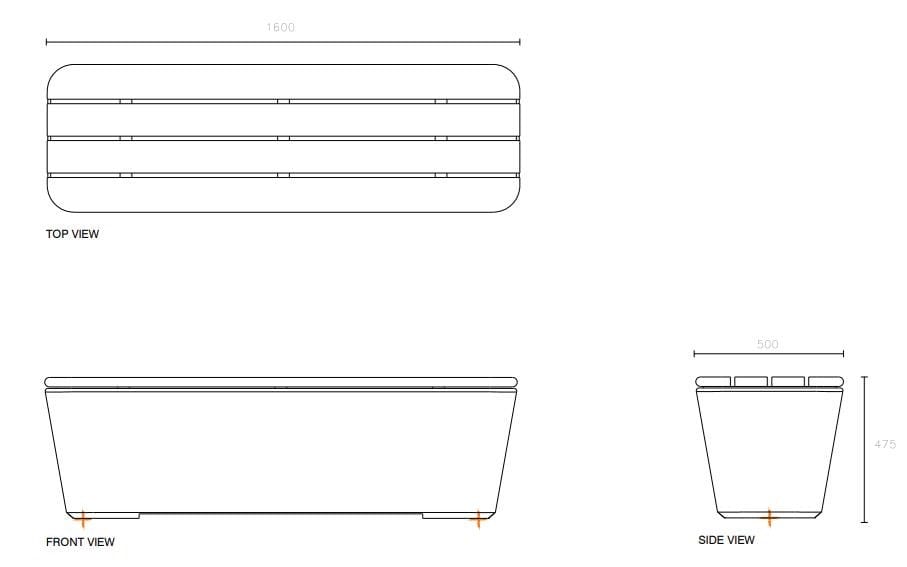 Скамейка без спинки из бетона и дерева SIT Smooth ARCH-00139826 - Вид №6