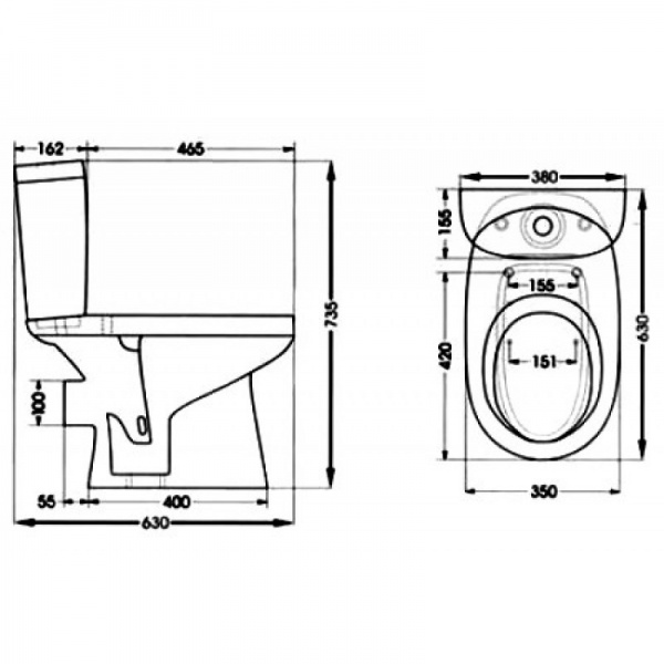 101612 Компакт унитаз с бачком Белый SANTEK  Россия  - Вид №1