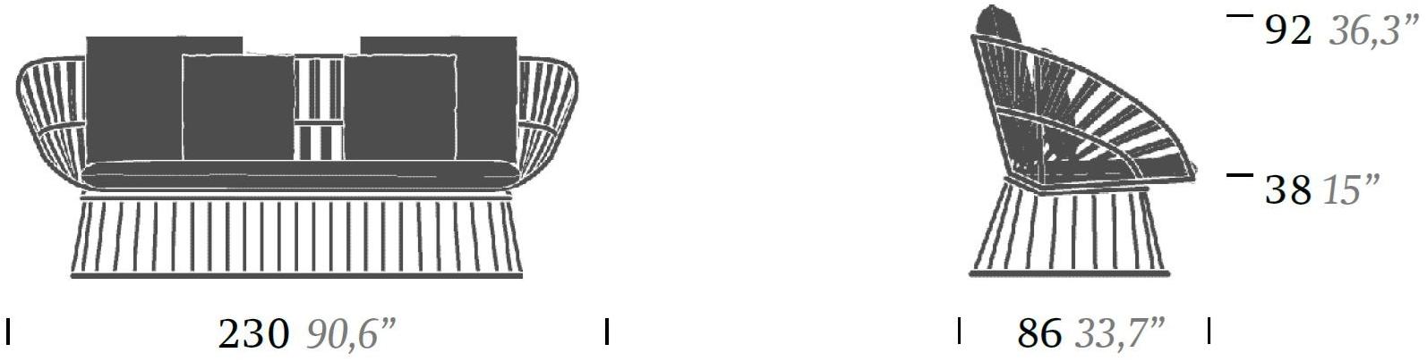 Kettal 3-х местный садовый диван Cala #2746000p00 - Вид №4