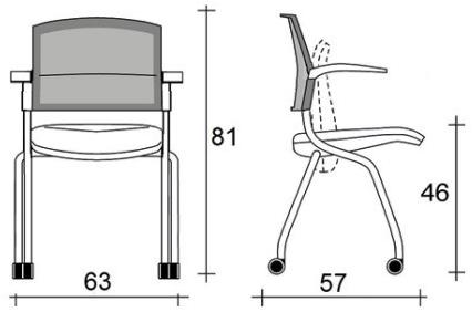 TALIN Стул из мягкой ткани с подлокотниками на колесиках Nesting sun-id-1418628 - Вид №1