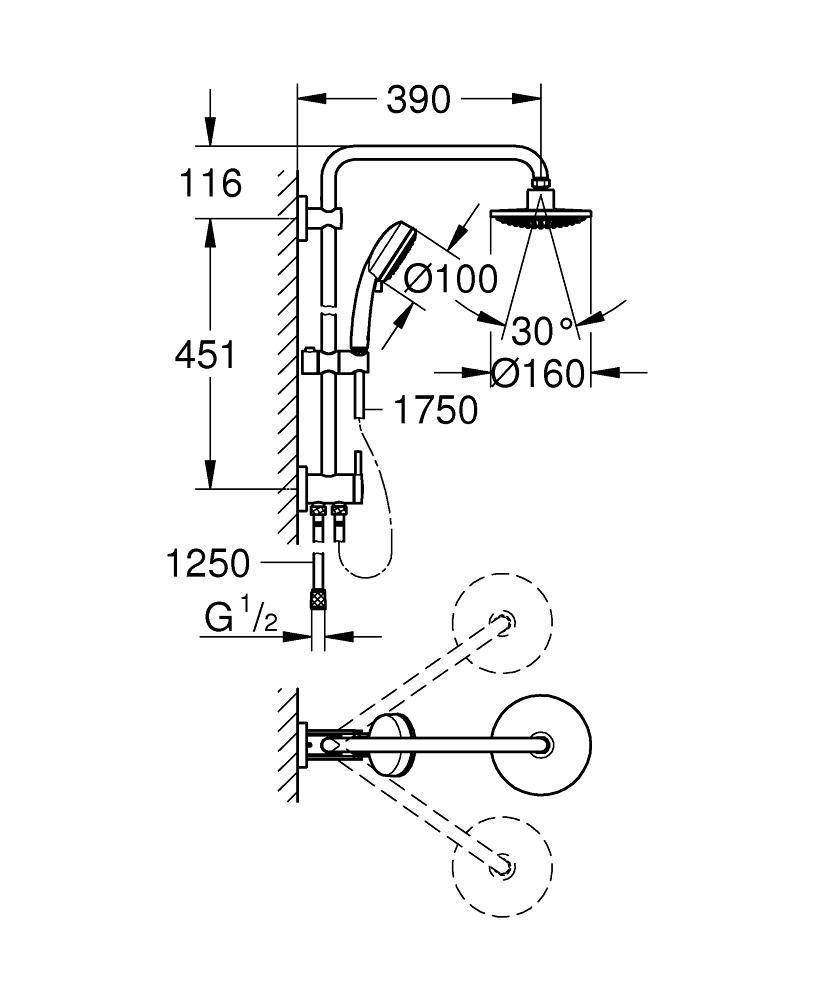 26225000 Душевая система Grohe Tempesta Cosmopolitan хром - Вид №1