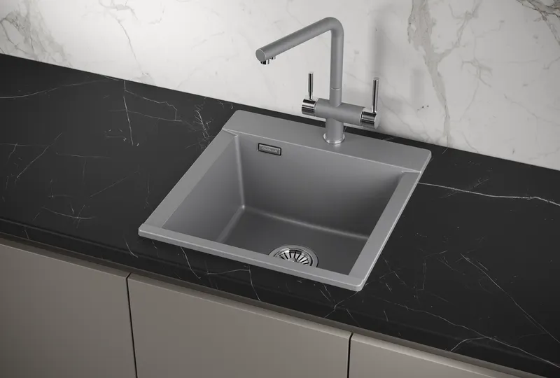 ES-4701, АЛЮМИНИУМ, кухонная мойка, кварц, ESTETICA GRANULA 4701-ST162 - Вид №1