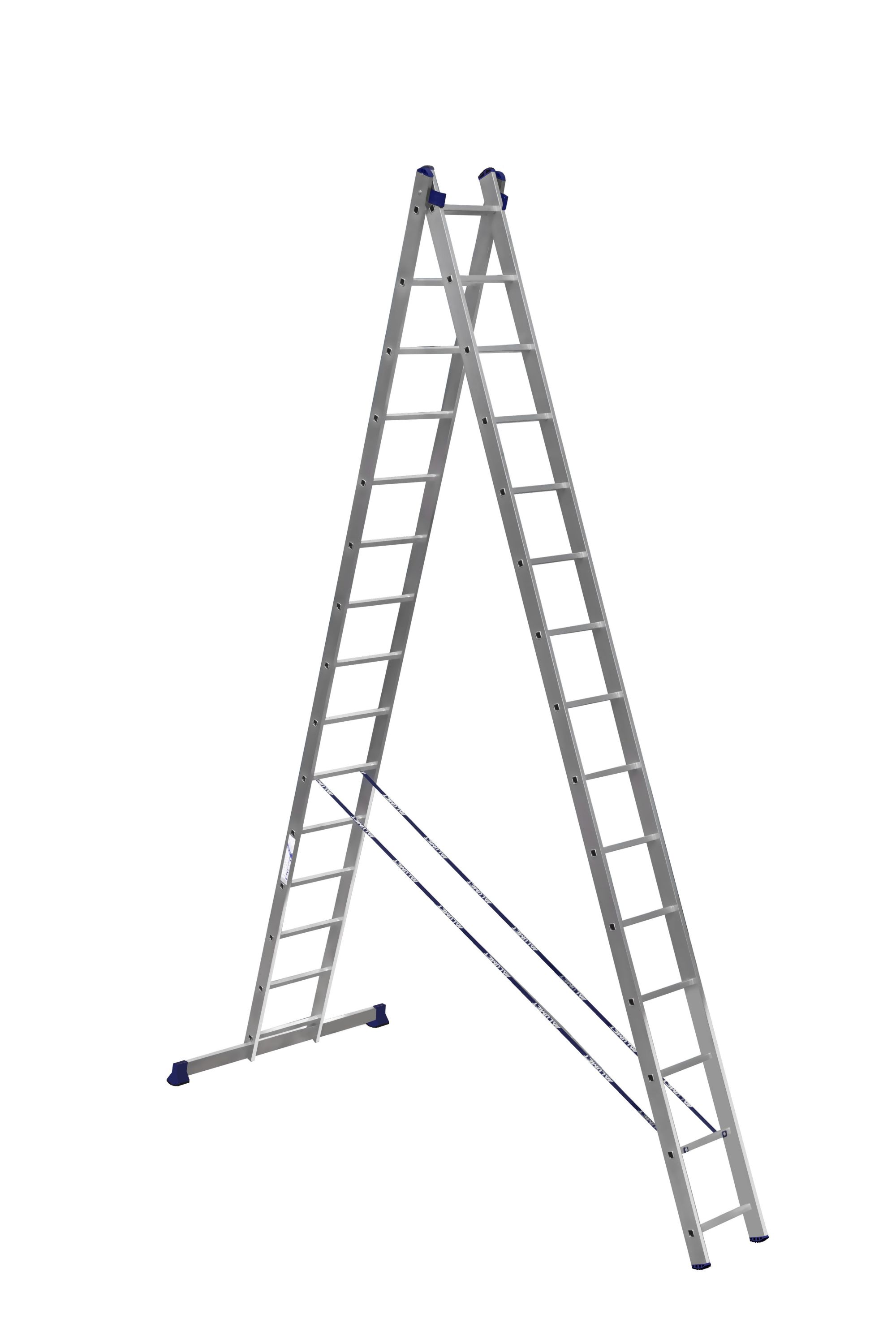 Алюминиевая двухсекционная усиленная лестница 2*15 ALUMET 6215