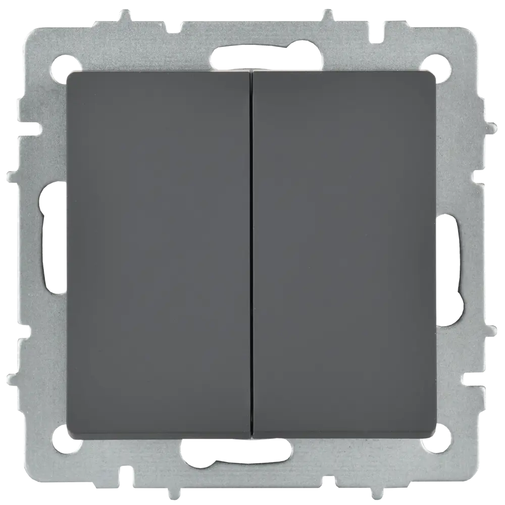Переключатель встраиваемый перекрестный IEK Brite 2 клавиши цвет графитовый STLM-2120186