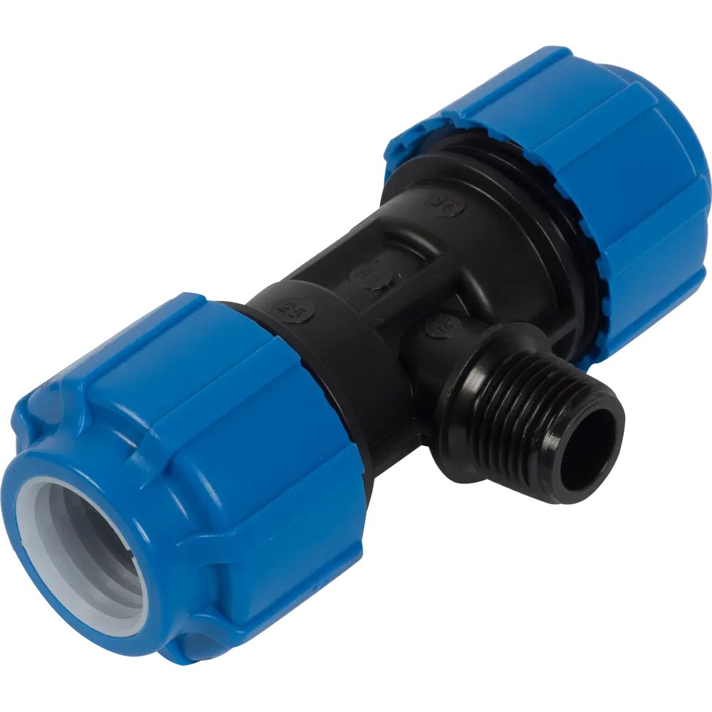 Тройник ПОЛИТЭК для полиэтиленовых труб 25 мм с резьбой 1/2" 13503141 STLM-0003220