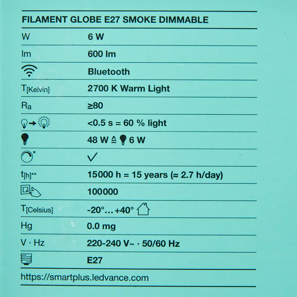 Лампа умная светодиодная Osram Smart Plus E27 220-240 В 6 Вт шар большой тонированная 600 лм, теплый белый свет 89143926 STLM-2060397 LEDVANCE  - Вид №4