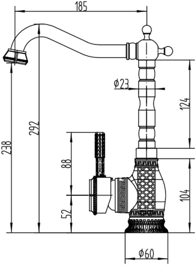 Смеситель ZorG Antic A 313K-BR для кухонной мойки, бронза - Вид №1