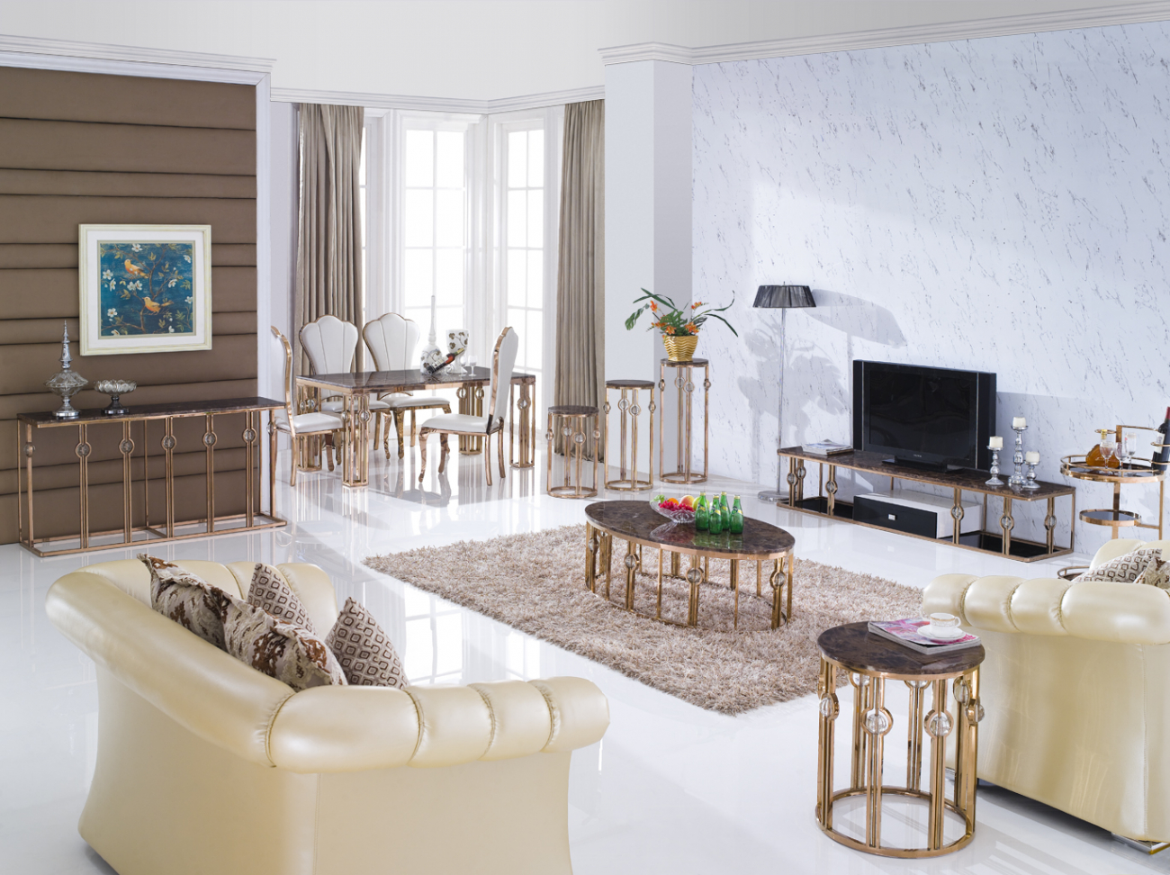 Приставной столик круглый 50 см Sandia ДОМАШНЯЯ ОБСТАНОВКА SKY 045169 Белый Santreyd - Вид №1