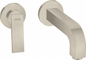 39121820 Смеситель для раковины, однорычажный, скрытого монтажа, настенный, с рычажной ручкой, изливом 220 мм и накладками AXOR CITTERIO