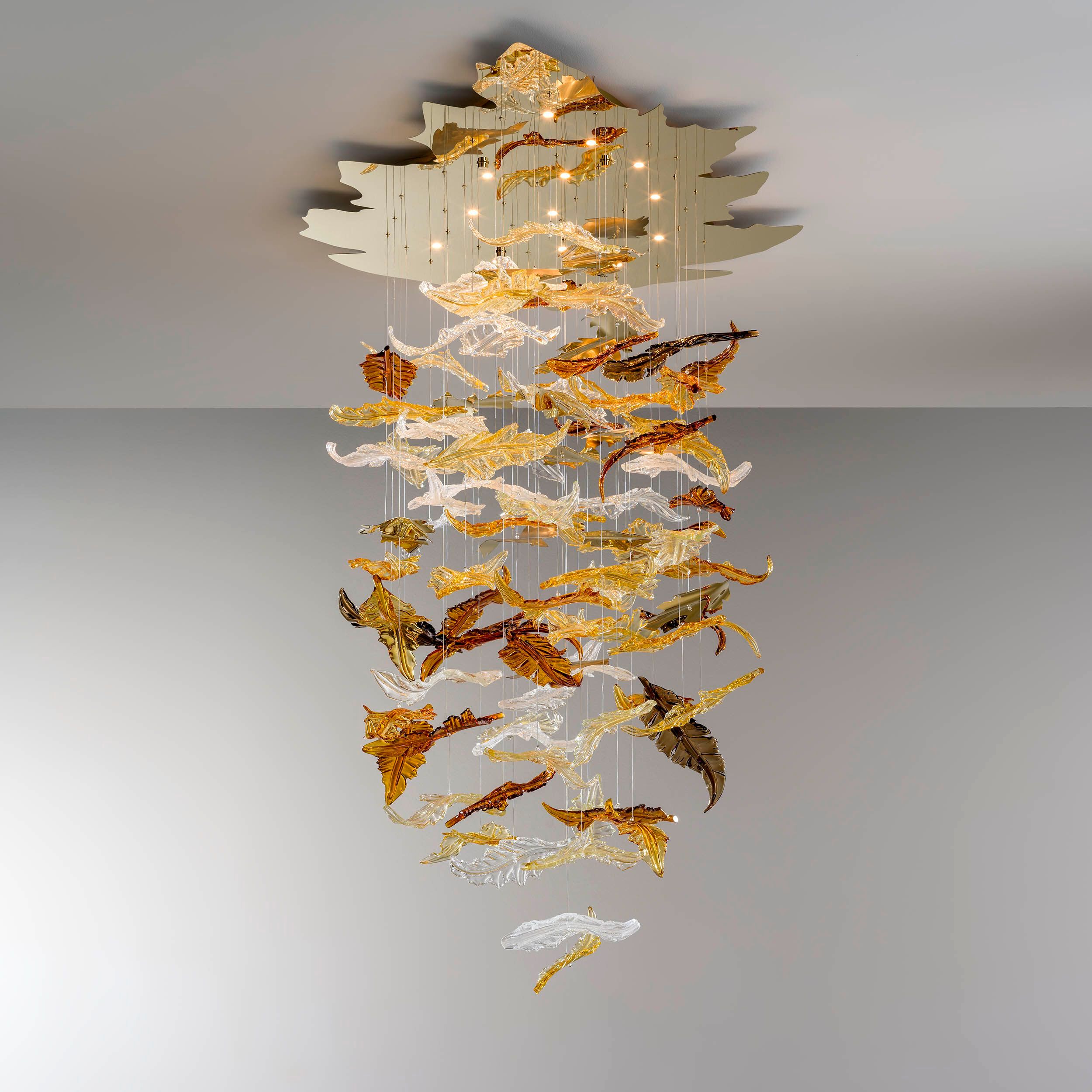 Потолочный светильник из дутого стекла с листьями водопада MULTIFORME AUTUMN LEAVES ARCH-00105918 - Вид №1